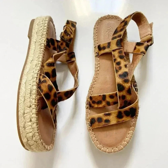 Madewell Malia Leopard Espadrille Platform Sandals size 8 - Picture 4 of 13